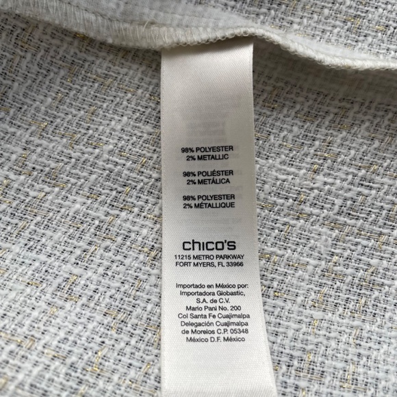 CHICO'S Size 1 US Medium Long Line One Button Blazer Cream & Silver Animal Print - Picture 6 of 7